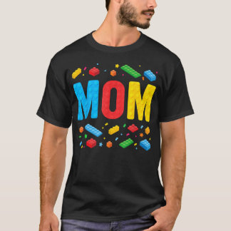 T-shirt Maman Maître Constructeur Briques Blocs Famille