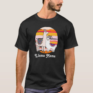 T-shirt Maman Mama Llama Anniversaire mignonne Animal Retr