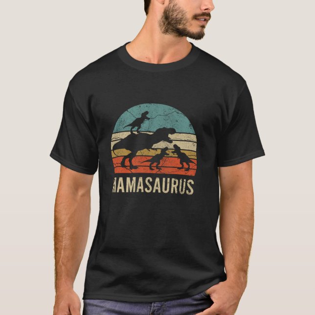 T-shirt Maman Maman Mama Dinosaur Funny 3 Trois enfants Ma (Devant)