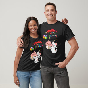 T-shirt Maman Mère Fête Anniversaire Chat Bougie Ballons