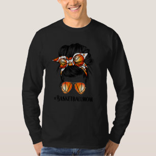 T-shirt Maman Messy Bun Fier Mama Basketball Sun