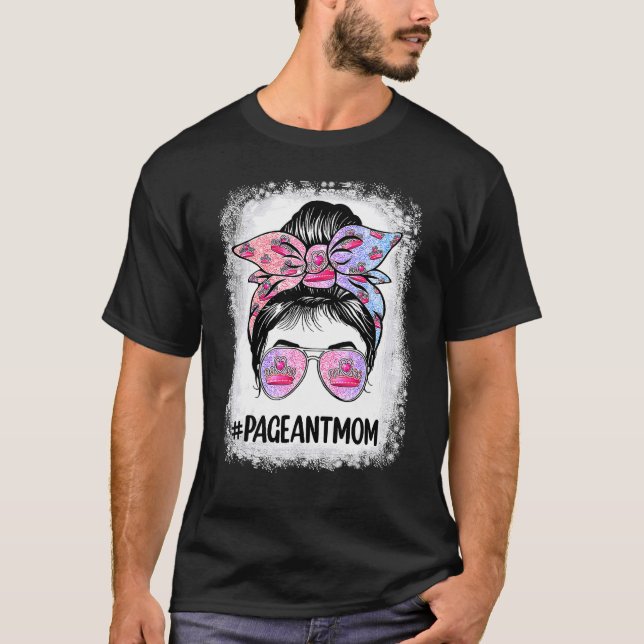 T-shirt Maman Messy Bun Hair Happy Mother's Bleached Pagea (Devant)