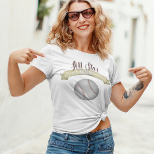 T-shirt Maman Mignonne Whimsal All Star Baseball Vintage S
