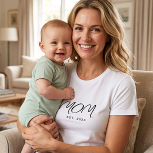 T-shirt Maman Moderne Minimaliste Écriture Noire Établie