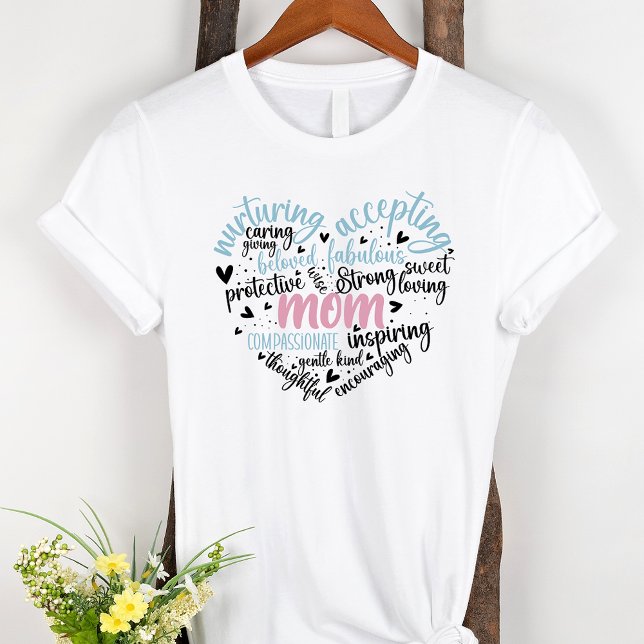 T-shirt Maman Mot Cloud Bleu et Coeur rose (Créateur téléchargé)
