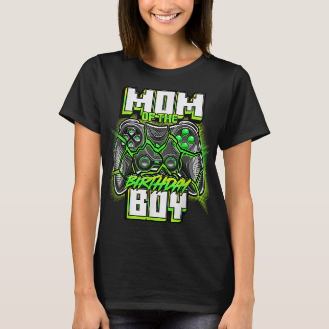 T-shirt Maman of the Birthday Boy Matching Family Vidéo Je (Devant)