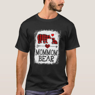 T-shirt Maman Ours de Noël Pyjama Rouge Rouge Plaid Buffal