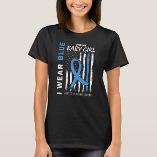 T-shirt Maman Papa Bleu Pour Ma Fille Fille Sensibilisatio