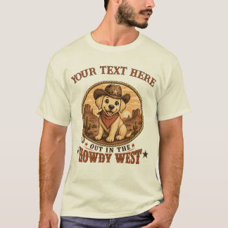 T-shirt Maman Papa Chien Labrador Personnalisé Cowboy