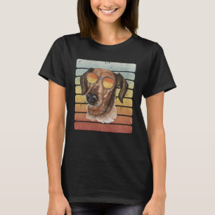 T-shirt Maman Papa Dachshund à poil dur Rétro Vintage Couc