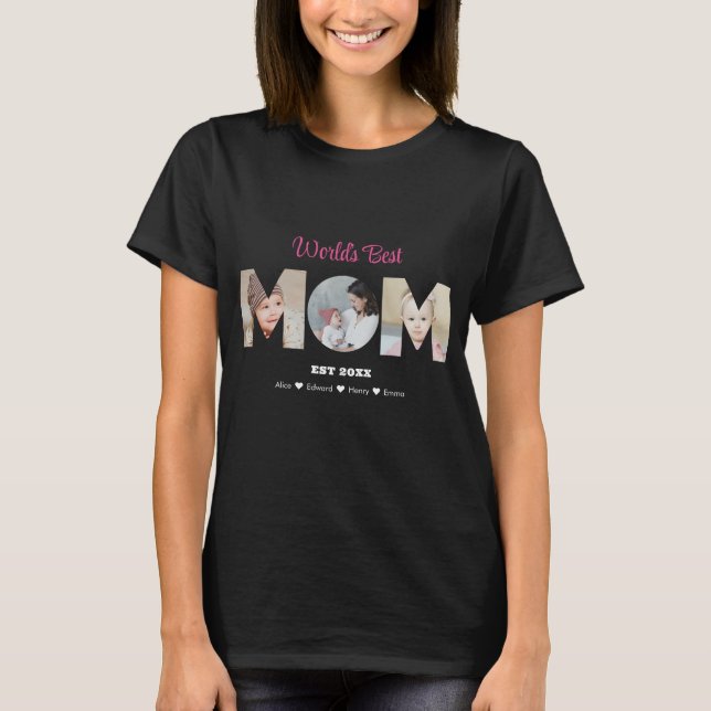 T-shirt Maman Photo Collage Couper Fête des mères Annivers (Devant)