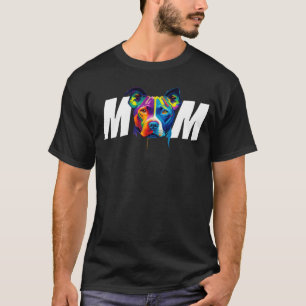 T-shirt Maman Pitbull Coloré Fête des Mères Femme Chien