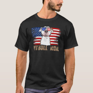 T-shirt Maman Pitbull du 4 juillet Drapeau américain patri