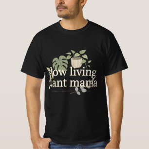 T-shirt Maman Plante Vivre Lentement Typographie Rétro Min