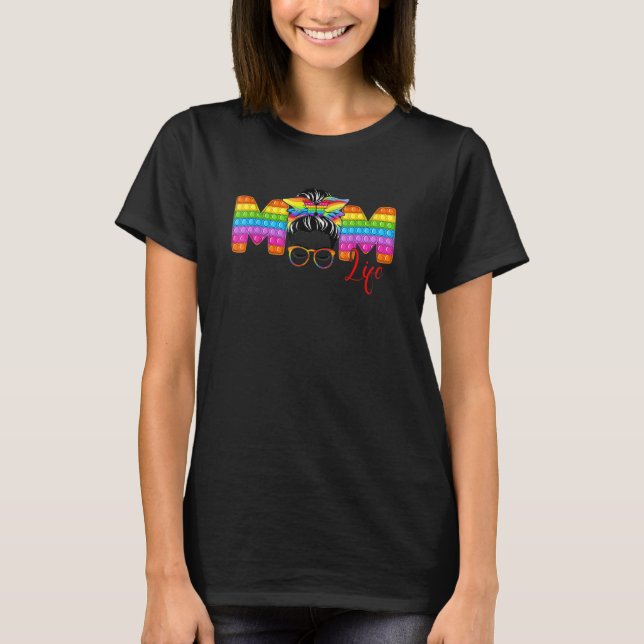 T-shirt Maman Poppin Cool Messager Bun Maman Vie Pop It Fe (Devant)