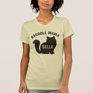 T-shirt Maman Ragdoll Chat Silhouette Nom Personnalisé
