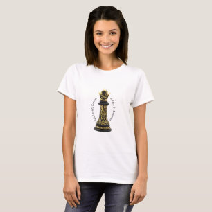 T-shirt MAMAN Reine de ma vie, Écriture Dorée Échecs Noirs