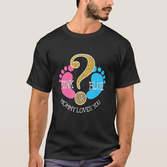T-shirt Maman Rose Ou Bleue Aime Toi Bébé Genre Révéler Pa (Devant)
