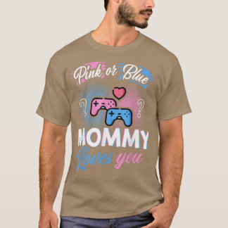 T-shirt Maman Rose Ou Bleue Aime Votre Bébé Genre Révéler 
