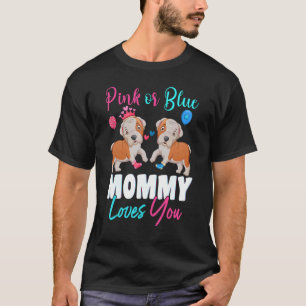 T-shirt Maman Rose Ou Bleue Aime Vous Chiens Bébé Genre Ré