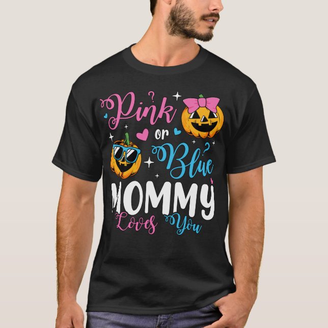 T-shirt Maman Rose Ou Bleue Aime Vous Citrouille Bébé Homm (Devant)