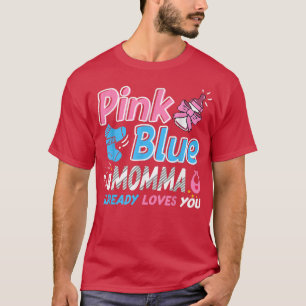 T-shirt Maman Rose Ou Bleue Vous Aime Bébé Genre Révélatio
