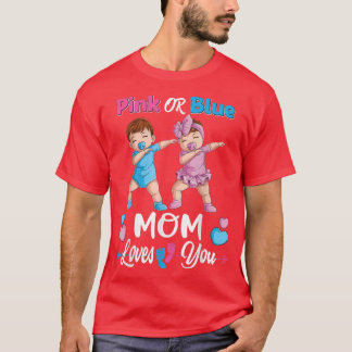 T-shirt Maman Rose Ou Bleue Vous Aime Bébé Genre Révéler P