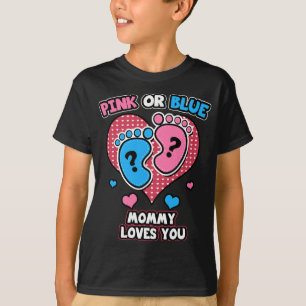 T-shirt Maman Rose Ou Bleue Vous Aime Genre Révéler Baby S
