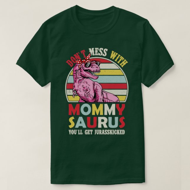 T-shirt Maman Saurus Mama Saurus Chemise Chemise Dinosaure (Design devant)