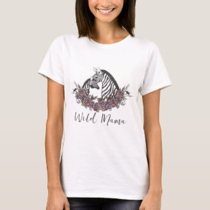 T-shirt Maman Sauvage Safari Bébé Fête Maman Zèbre