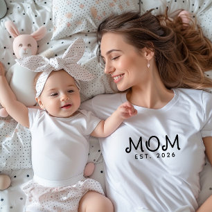 T-shirt Maman Script Établie Noir