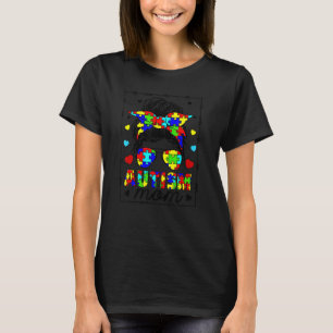 T-shirt Maman sensibilisée à l'autisme Vie Fouillis blond