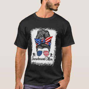 T-shirt Maman snowboard chignon décoiffé lunettes drapeau 