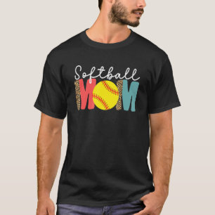 T-shirt Maman Softball Léopard Pour Femmes Attrapeuse Lanc