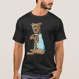 T-shirt Maman Tatouée Pitbull Brun Marron Chien Furieux An