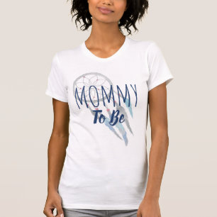 T-shirt Maman To Be Blue Boho Dreamcatcher