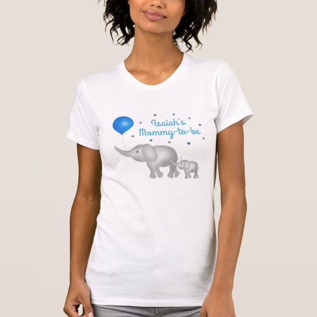 T-shirt Maman to be Elephant Maman & Baby Boy Baby shower (Devant)