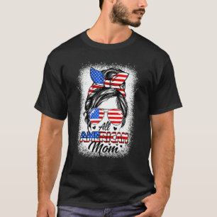 T-shirt Maman Tout Américaine Maman Au Chignon Décoiffé 4