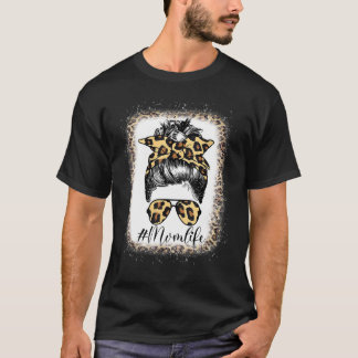 T-shirt Maman Vie Bleached Maman Vie Leopard Messy Bun
