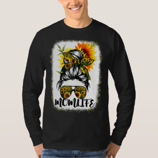 T-shirt Maman Vie Bleached Mère Vie Tournesol Messager Bun