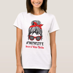 T-shirt Maman Vie   Bouteilles de football et d'eau