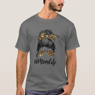 T-shirt Maman Vie Fête des Mères Messy Bun Bandana Lunette