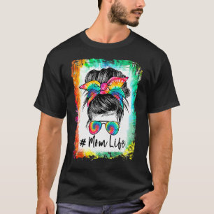 T-shirt Maman Vie Messager Bun Chêne Lunettes de soleil Ti