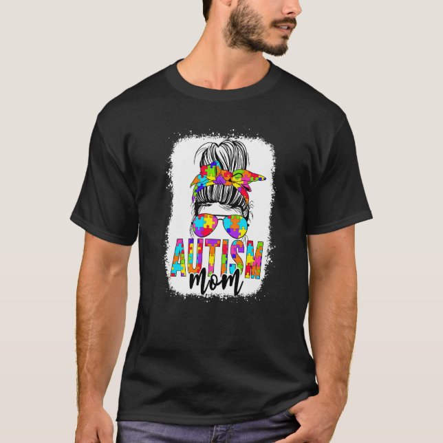 T-shirt Maman Vie Messine Lunettes de soleil Bandana Autis (Devant)