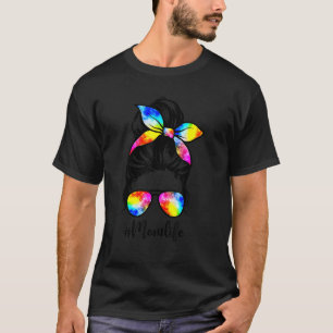T-shirt Maman Vie Messy Bun Élastique à cheveux Dye Femmes