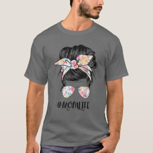 T-shirt Maman Vie Messy Cheveux Bun Femmes Fête des Mères 