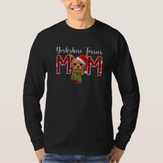T-shirt Maman Yorkshire Terrier Santa à carreaux Maman chi