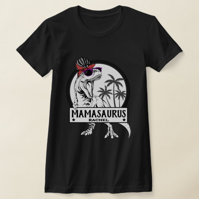 T-shirt Mamasaurus Mom T rex Dino Funny Nom personnalisé (Poser)