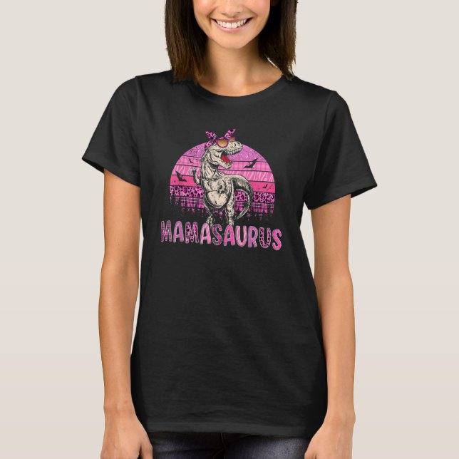 T-shirt Mamasaurus Rex Mom Dinosaur Leopard Flower Rex Mam (Devant)