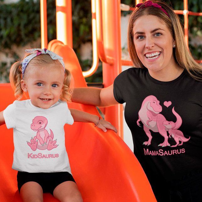 T-shirt MamaSaurus rose T-Rex et rose bébé fille Dinosaure (Créateur téléchargé)